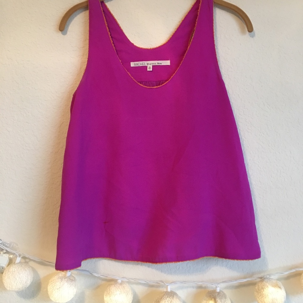 Deep pink/purple with orange cropped tank top
